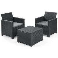 Набор садовой мебели Elodie (два кресла, стол) графит купить в Минске