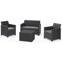 Набор садовой мебели Elodie 2 seater (диван, 2 кресла, стол) графит купить в Минске