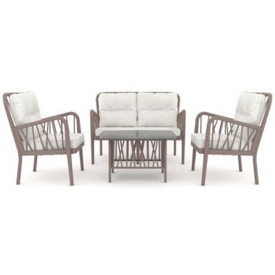 Набор садовой мебели Gala Lounge (диван, два кресла и столик) капучино купить в Минске