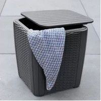 Стол-сундук пластиковый Luzon table, круглое плетение, графит купить в Минске