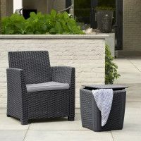 Стол-сундук пластиковый Luzon table, круглое плетение, графит купить в Минске