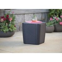 Стол-сундук пластиковый Luzon table, плоское плетение, графит купить в Минске