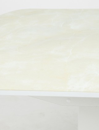 Стол КОРСИКА (фотопечать) мрамор бежевый / белый матовый