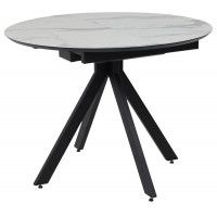 Стол AV 1107 HPL+МДФ 1000(1350)*750 белый мрамор/черный