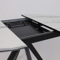 Стол AV 1107 HPL+МДФ 1000(1350)*750 белый мрамор/черный купить в Минске