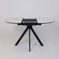 Стол AV 1107 HPL+МДФ 1000(1350)*750 белый мрамор/черный купить в Минске