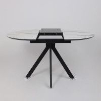 Стол AV 1107 HPL+МДФ 1000(1350)*750 белый мрамор/черный купить в Минске