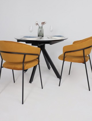 Стол AV 1107 HPL+МДФ 1000(1350)*750 белый мрамор/черный купить в Минске