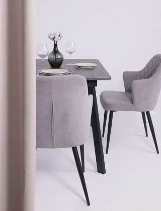 Стол AV 1209/1 ЛМДФ 1200 (1600)*800 мрамор пьетра графитовый/черный купить в Минске