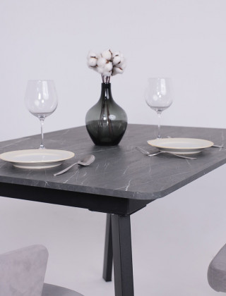 Стол AV 1209/1 ЛМДФ 1200 (1600)*800 мрамор пьетра графитовый/черный купить в Минске