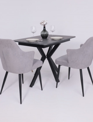 Стол раздвижной AV 1212 1000(1350)*700 Мрамор Пьетра Графитовый/черный купить в Минске