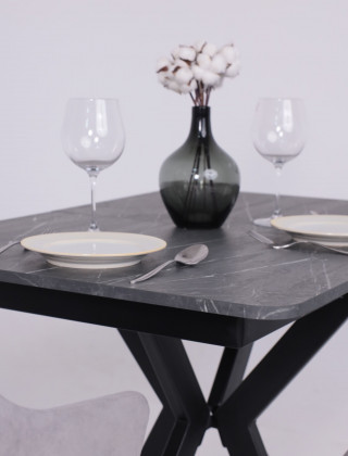 Стол раздвижной AV 1212 1000(1350)*700 Мрамор Пьетра Графитовый/черный купить в Минске