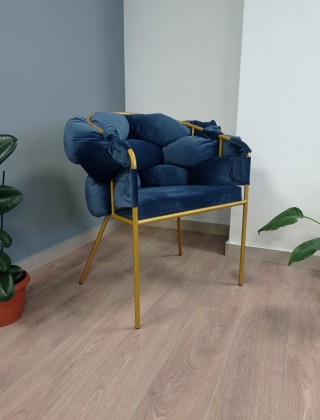 Кресло SML-05 синий/золото