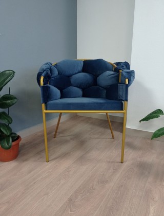 Кресло SML-05 синий/золото