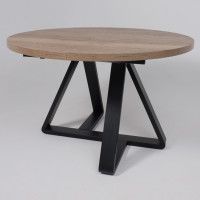 Стол ALEN раздвижной D1200(1600)*750 Дуб Галифакс Табак/черный купить в Минске