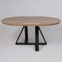 Стол ALEN раздвижной D1200(1600)*750 Дуб Галифакс Табак/черный купить в Минске