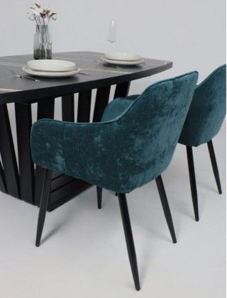 Стол KAMERON раздвижной 1600(2050)*900 HPL-пластик черный Sahara Noir/черный купить в Минске