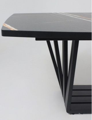 Стол KAMERON раздвижной 1600(2050)*900 HPL-пластик черный Sahara Noir/черный купить в Минске