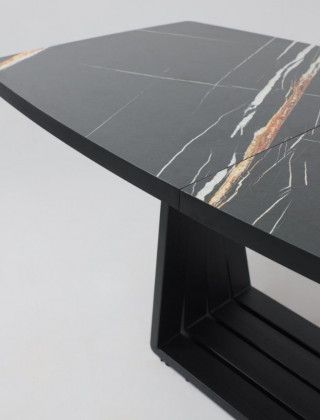 Стол KAMERON раздвижной 1600(2050)*900 HPL-пластик черный Sahara Noir/черный купить в Минске