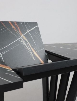 Стол KAMERON раздвижной 1600(2050)*900 HPL-пластик черный Sahara Noir/черный купить в Минске