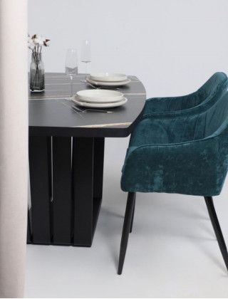 Стол KAMERON раздвижной 1600(2050)*900 HPL-пластик черный Sahara Noir/черный купить в Минске