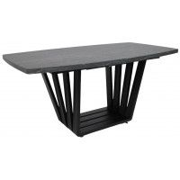Стол KAMERON раздвижной 1600(2050)*900 Пьетра Гриджиа черный /черный