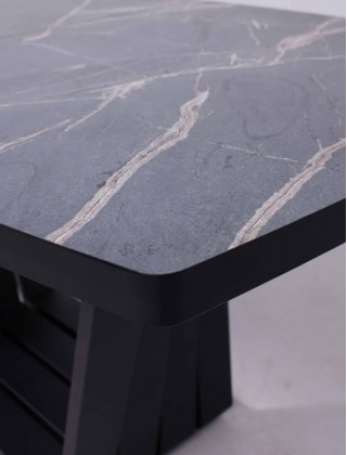 Стол KAMERON раздвижной 1600(2050)*900 HPL-пластик Серый камень/черный