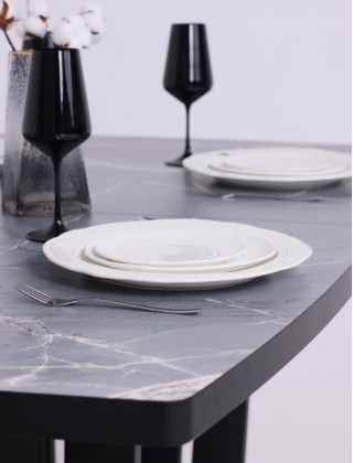Стол KAMERON раздвижной 1600(2050)*900 HPL-пластик Серый камень/черный