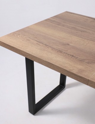 Стол FIT 120 (120-160)*85 дуб канзас коричневый/черный купить в Минске