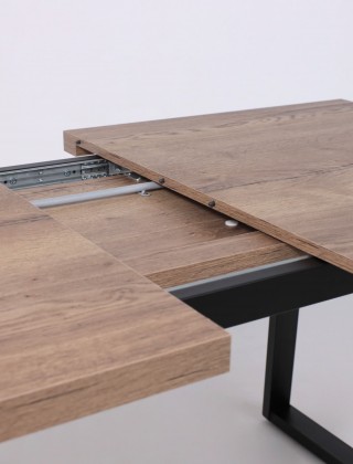 Стол FIT 140 (140-180)*85 дуб галифакс табак/черный купить в Минске