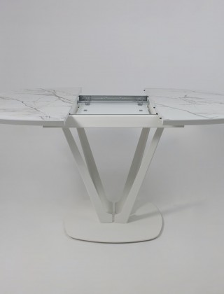 Стол MERLIN 1100(1500)*750 МДФ+HPL-пластик белый Monte Belo/белый