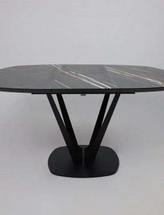Стол MERLIN 1100(1500)*750 МДФ+HPL-пластик черный Sahara Noir/черный купить в Минске