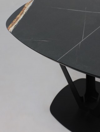 Стол MERLIN 1100(1500)*750 МДФ+HPL-пластик черный Sahara Noir/черный купить в Минске