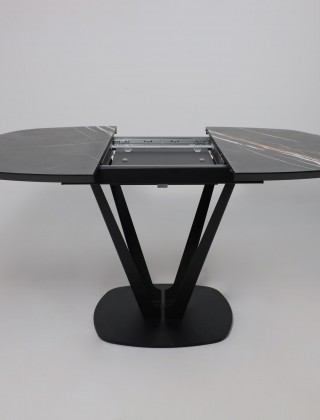 Стол MERLIN 1100(1500)*750 МДФ+HPL-пластик черный Sahara Noir/черный