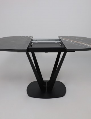 Стол MERLIN 1100(1500)*750 МДФ+HPL-пластик черный Sahara Noir/черный купить в Минске