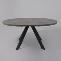 Стол Oliver раздвижной обеденный D120(160)*750 камень темный/антрацит Стол Oliver раздвижной обеденный D120(160)*750 камень темный/антрацит