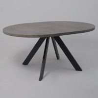 Стол Oliver раздвижной обеденный D120(160)*750 камень темный/антрацит Стол Oliver раздвижной обеденный D120(160)*750 камень темный/антрацит