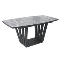 Стол KAMERON раздвижной 1600(2050)*900 HPL-пластик Серый камень/черный Стол KAMERON раздвижной 1600(2050)*900 HPL-пластик Серый камень/черный