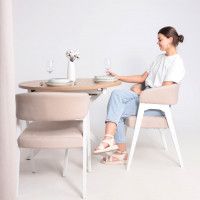 Стол VEGA раздвижной, D100(135)*75, Дуб Канзас Коричневый/Белый купить в Минске