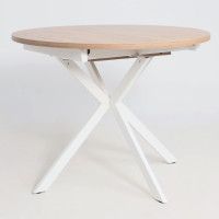 Стол VEGA раздвижной, D100(135)*75, Дуб Канзас Коричневый/Белый купить в Минске