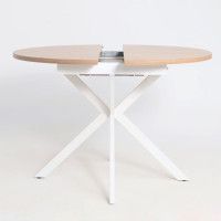 Стол VEGA раздвижной, D100(135)*75, Дуб Канзас Коричневый/Белый купить в Минске