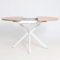 Стол VEGA раздвижной, D100(135)*75, Дуб Канзас Коричневый/Белый купить в Минске