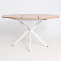 Стол VEGA раздвижной, D100(135)*75, Дуб Канзас Коричневый/Белый купить в Минске