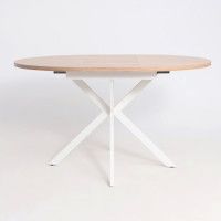 Стол VEGA раздвижной, D100(135)*75, Дуб Канзас Коричневый/Белый купить в Минске