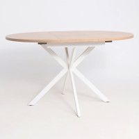 Стол VEGA раздвижной, D100(135)*75, Дуб Канзас Коричневый/Белый купить в Минске