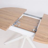 Стол VEGA раздвижной, D100(135)*75, Дуб Канзас Коричневый/Белый купить в Минске