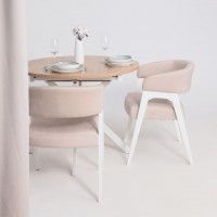 Стол VEGA раздвижной, D100(135)*75, Дуб Канзас Коричневый/Белый купить в Минске