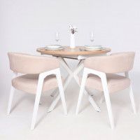 Стол VEGA раздвижной, D100(135)*75, Дуб Канзас Коричневый/Белый купить в Минске