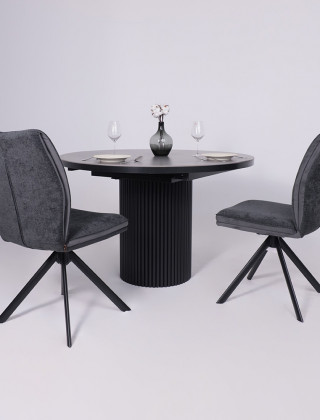 Стол Askar Round SLIDE-116 BAYONA GREY PREMIUM CER/Черный в Минске