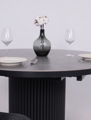 Стол Askar Round SLIDE-116 BAYONA GREY PREMIUM CER/Черный в Минске